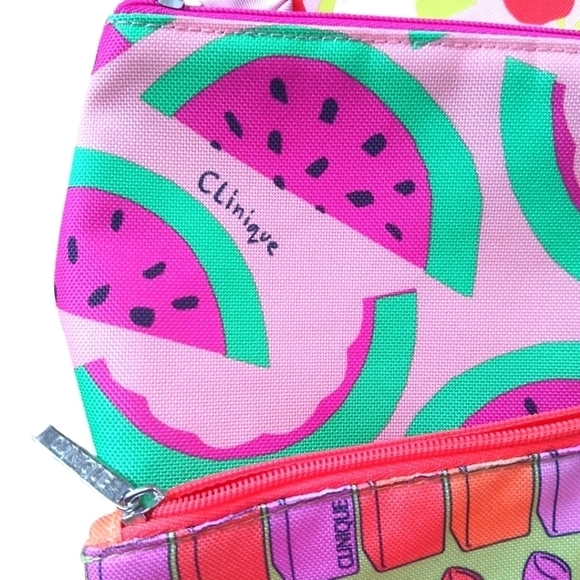 Clinique Set of 3 Assorted Collection Collaboration Make Up Bags Rainbow Love - Picture 2 of 3
